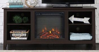FastFurnishings Espresso Wood 58-inch Electric Fireplace