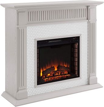 Furniture HotSpot Chessing Penny Tiled Electric Fireplace