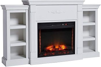 HOMCOM Electric Fireplace Freestanding Cream White