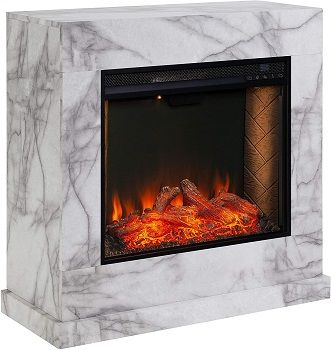 SEI Furniture Dendale Faux Marble Fireplace with Alexa-Enabled Smart Firebox review